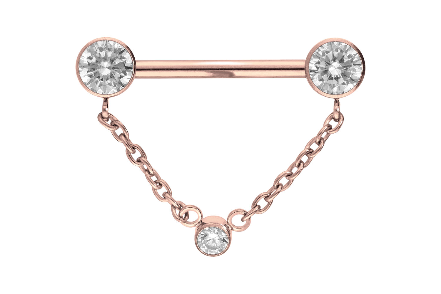 Titan Barbell Piercing mit Push Fit KETTE + KRISTALLDISCS